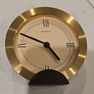 Tiffany & Co. Gold and Cream Roman Numeral Clock